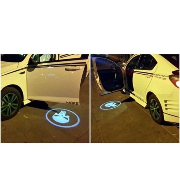2 new WIRELESS Punisher car door LED Projector lights NO tools needed 2 install - Picture 3 of 3